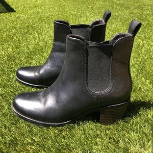 Clarks Black Faux Leather Booties